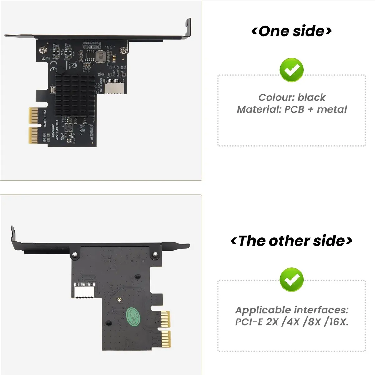 CH◆☆§PCI-E 2X to USB3.1 A-Key Gen2 Front Type-E Expansion Card,10Gbps Type-E Internal 20-Pin Front Panel Connector Riser Card~HO