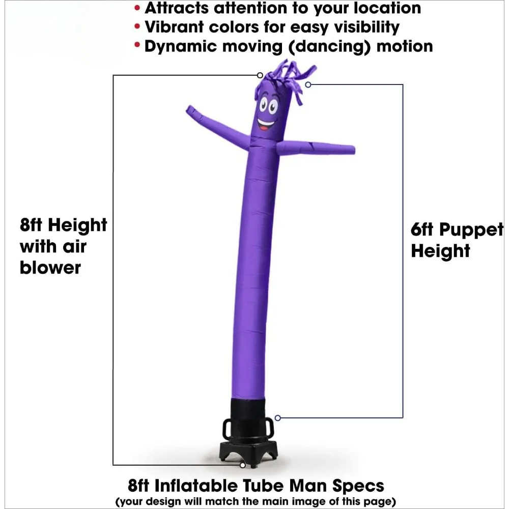 Christmas Santa Claus Inflatable Tube Man Air Powered Waving Puppet, Air Blower Motor Included with Solid Colored Dancer