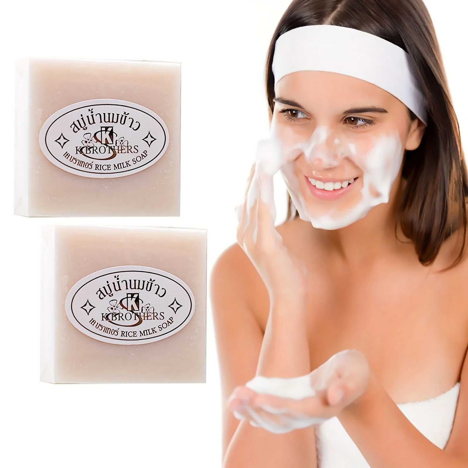 

Оригинальное мыло с молоком и рисом, мыло с эфирным маслом для ванны, мыло ручной работы, глубокое очищение кожи, 60 г (2,12 унций), 2 шт.