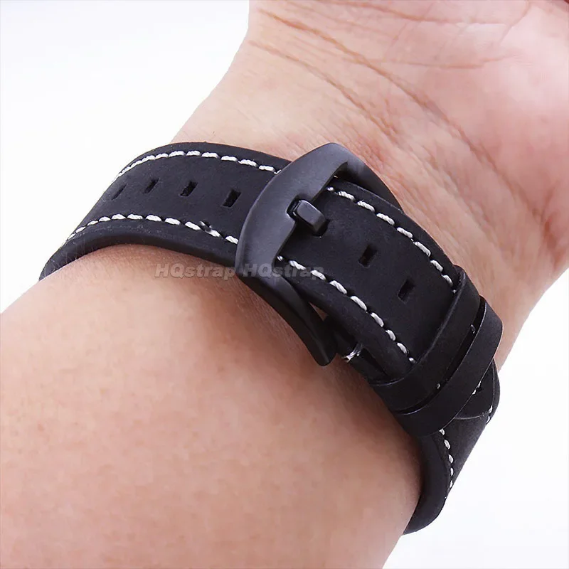 Кожаный ремешок в стиле ретро 18 мм, 19 мм, 20 мм, 21 мм, 22 мм, 24 мм, мягкий ремешок, водонепроницаемый браслет для ремешка для часов Seiko, быстросъемный браслет