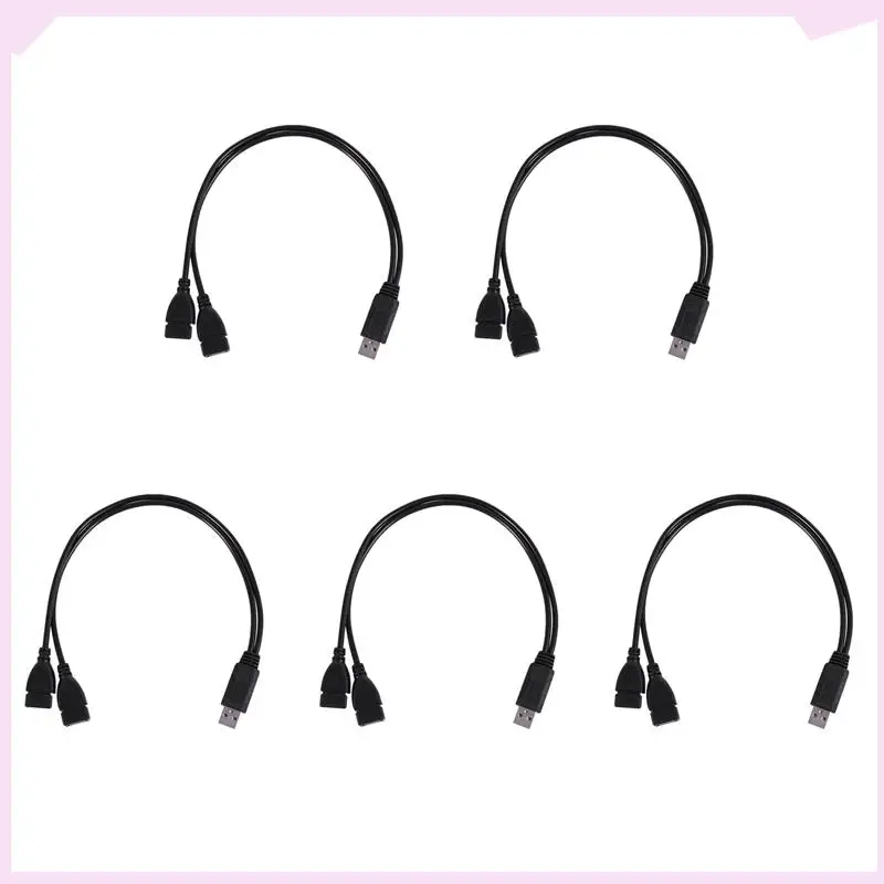 B24B 5X USB 2.0 A Male To 2 Dual USB Female Jack Y Splitter Hub Power Cord Adapter Cable