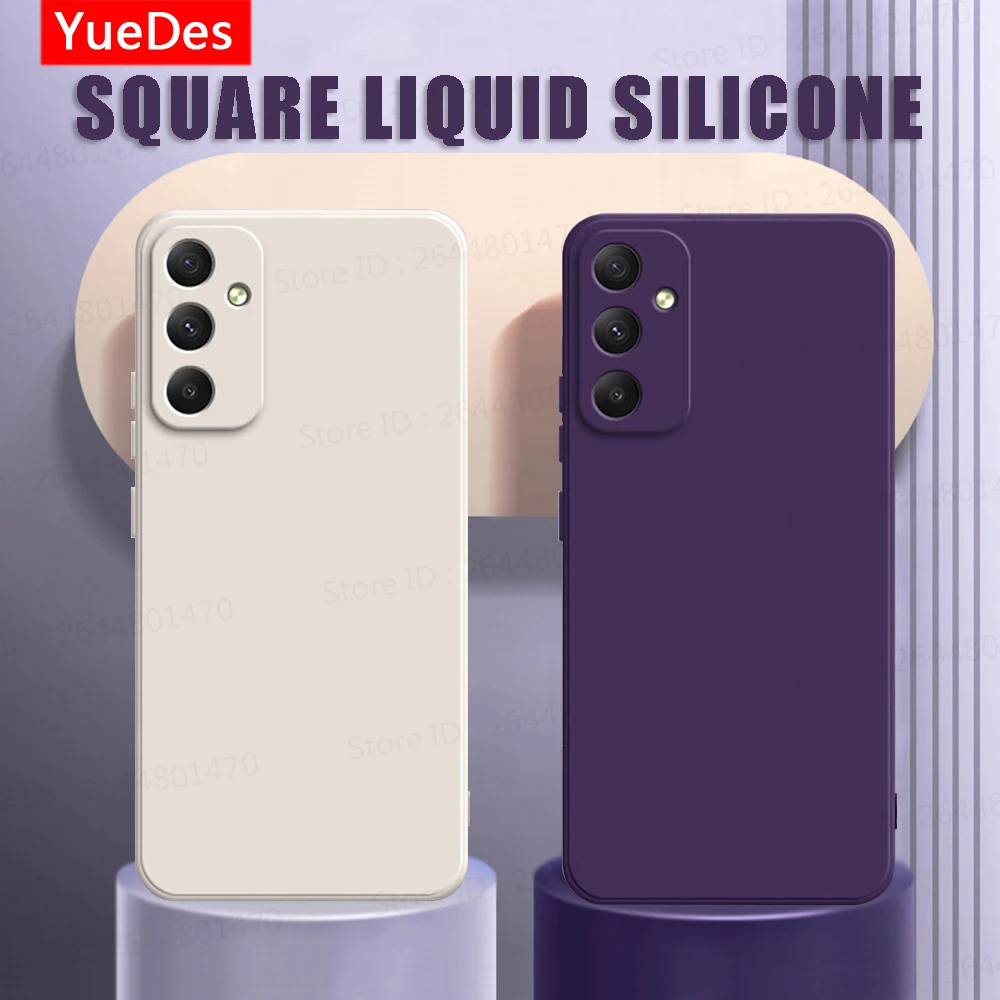 Square Liquid Silicone Phone Case for Samsung Galaxy A55 A35 A15 5G 4G Protective Soft Shockproof Back Cover Samsung Girls Bags