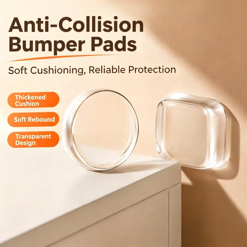 Self-Adhesive Clear Silicone Bumper Pads, Invisible Door Handle Wall Protector, Shock Absorbing Anti-Collision Sticker for Home