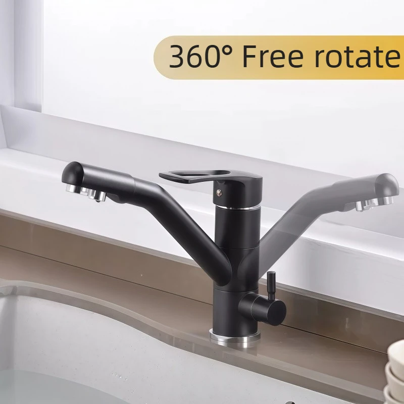Kitchen Faucet Filter Water Taps Dual Handle Hot and Cold Drinking Water 3 Way Filter Kitchen Mixer Tap