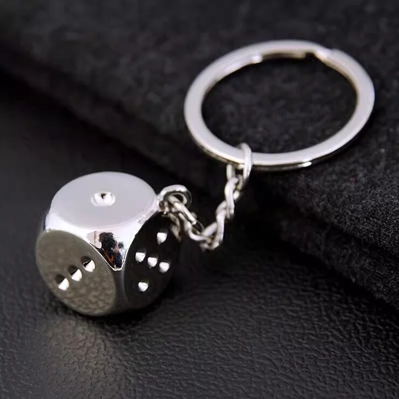 New Dice Key Chain Metal Personality Dice Poker Soccer Guitar Model Alloy Keychain Gift Car Key Ring