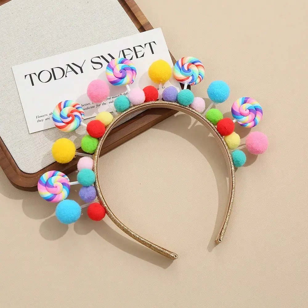 

​​Sweet Dream Lollipop Headband With Pink Bow Christmas Headwear Party Sweet Accessories Princess Style Photo Artifact​​