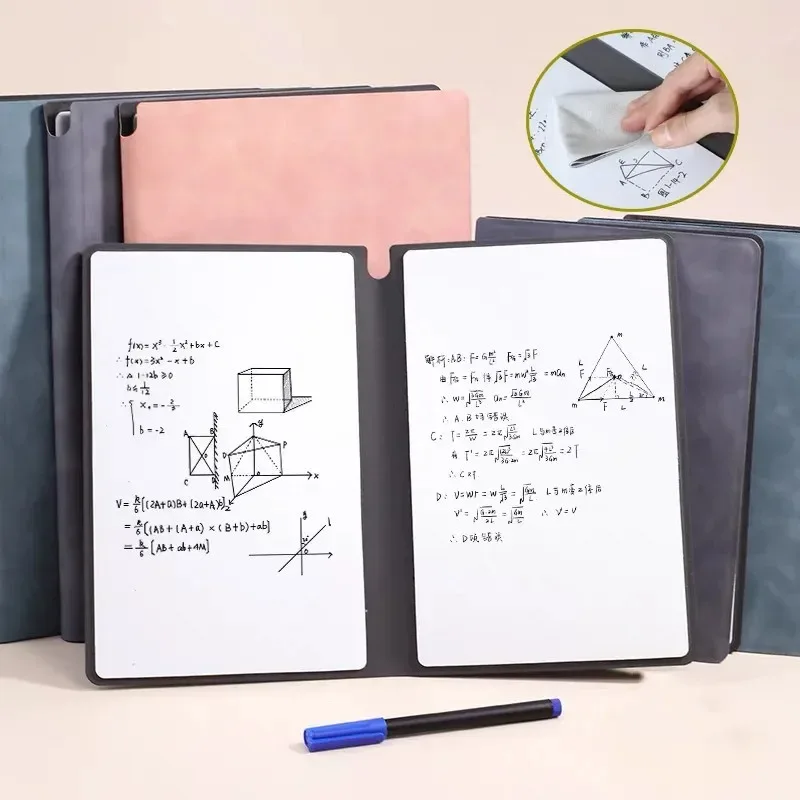 مجموعة دفاتر ملاحظات السبورة البيضاء القابلة لإعادة الاستخدام، لوحة مذكرة جلدية أنيقة مع قلم السبورة، أدوات مكتبية محمولة للمخطط الأسبوعي