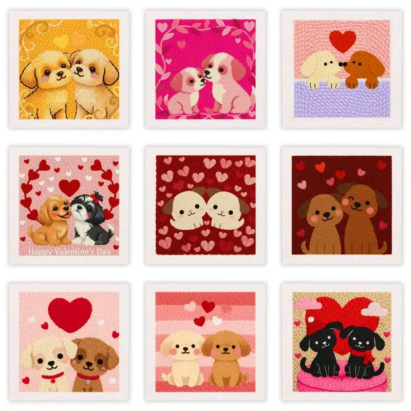 

GATYZTORY embroidery punch needle kit Couple Dog crafts supplies adults Cross stitch set Knit Home Decor Valentine's Day Gift