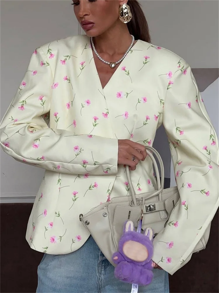 

Tossy Fashion Printed Loose Cardigan Jacket Women's Long Sleeve Commute Contrast Elegant Outwear Female Spring Jackets Coat 2026