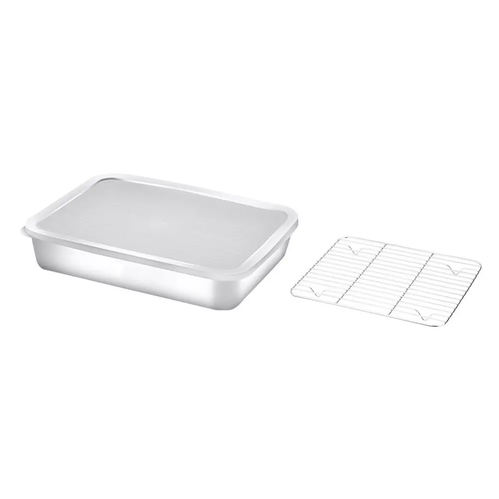 1Set Stainless Steel Food Storage Box Stackable High Temperature Resistant Fresh Keeping Cover Multipurpose Dumpling Tray Baking