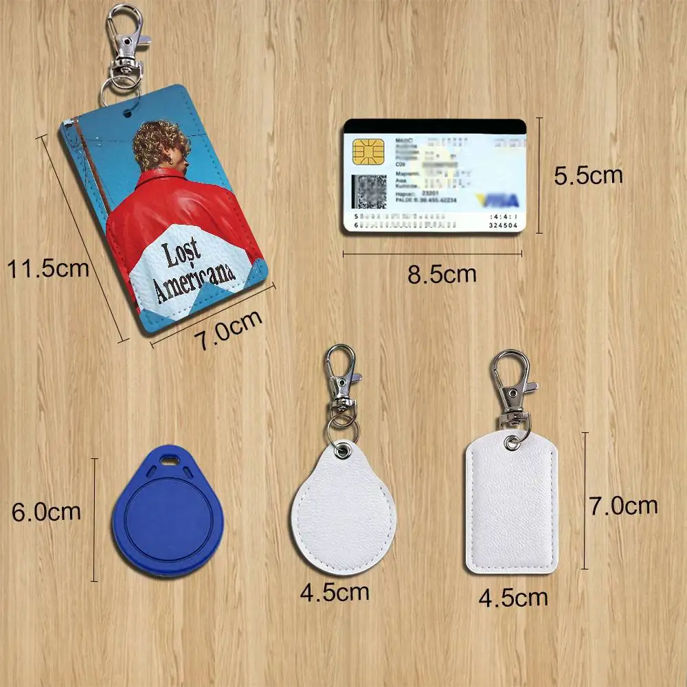 Goddamn Lost Americana Shazam MGK Leather Keychain Badge Holder with Lanyard - ID/Access Card Holder, Key Ring Accessory, Gift