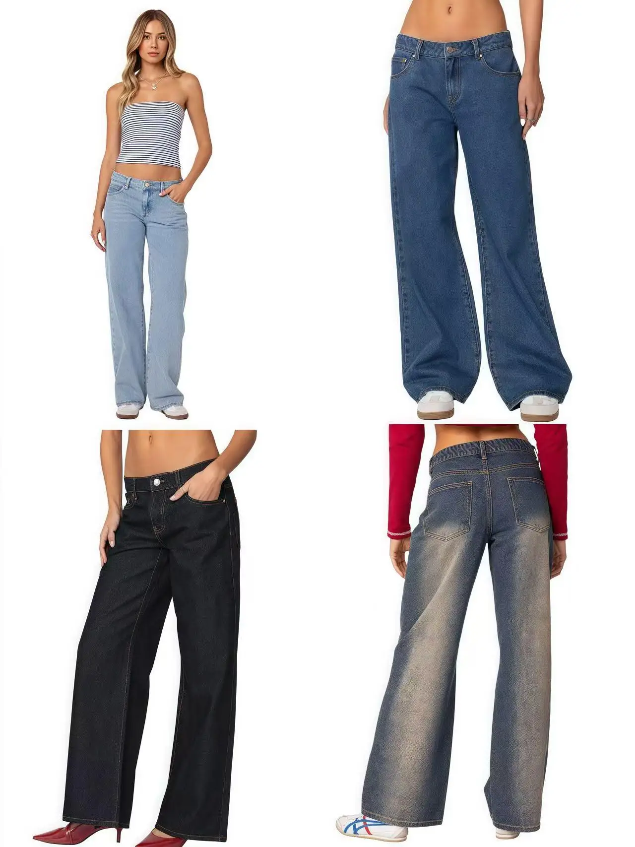 

Low Waist Slim Fit Women's Jeans Edikted Vintage Waed Casual Denim Pants Versatile Faionable Cotton Stretch Daily Wear