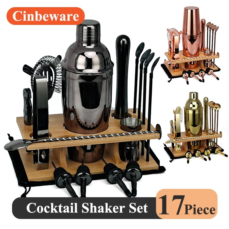 17 Piece Bar Accessories Home Bars Cocktail Shaker Set for Drinks Martini Mojito Kit Bartender Barware Tool Mini Alcohol Bar