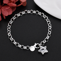 korean fashion 925 Sterling Silver Elegant Shining Crystal Star Bracelets for women party wedding Jewelry Engagement Gifts