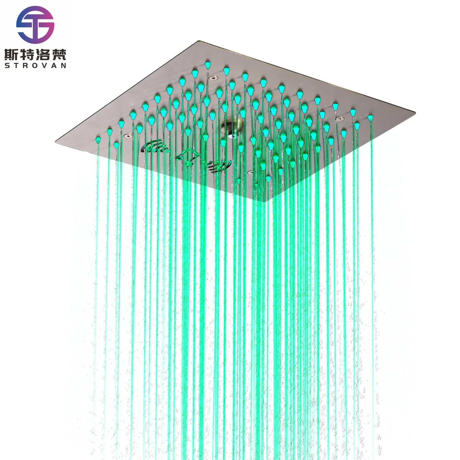 

300*300mm Bathroom Bluetooth Music Shower Set Ceiling Misty Waterfall Rainfall LED Shower Head