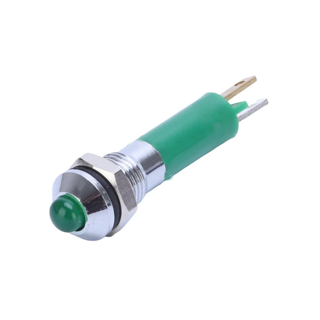 ABILKEEN AR27T-8 8mm LED Indicator Light 50PCS Metal Pilot Lamp 2Pin Terminal 6V-220V Red Green Yellow Blue White