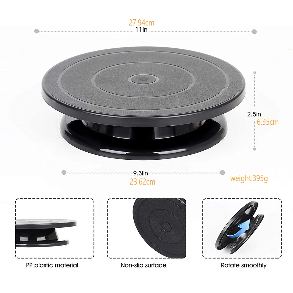 11Inch Plastic Revolving Cake Decorating Stand Cake Icing Turntable/Spinner Rotate Turntable Banding Wheel Paint            0817