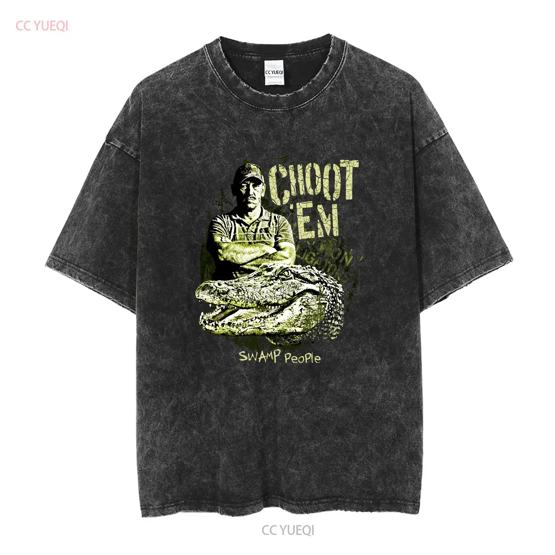 Swamp People Choot Em T Shirt Crocodile Alligator Hunting Large Green Reality TV long or short sleeves vintage Washed fashion