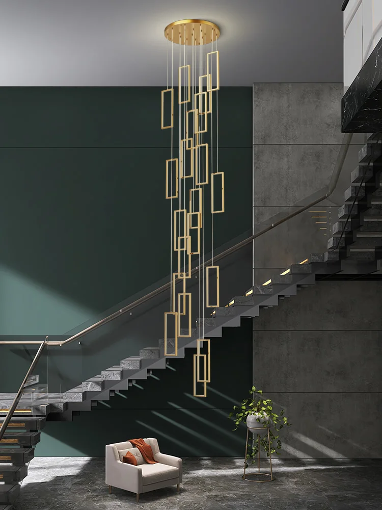 

Staircase chandelier personality creative villa loft chandelier minimalist led lamps simple modern Nordic living room lamp