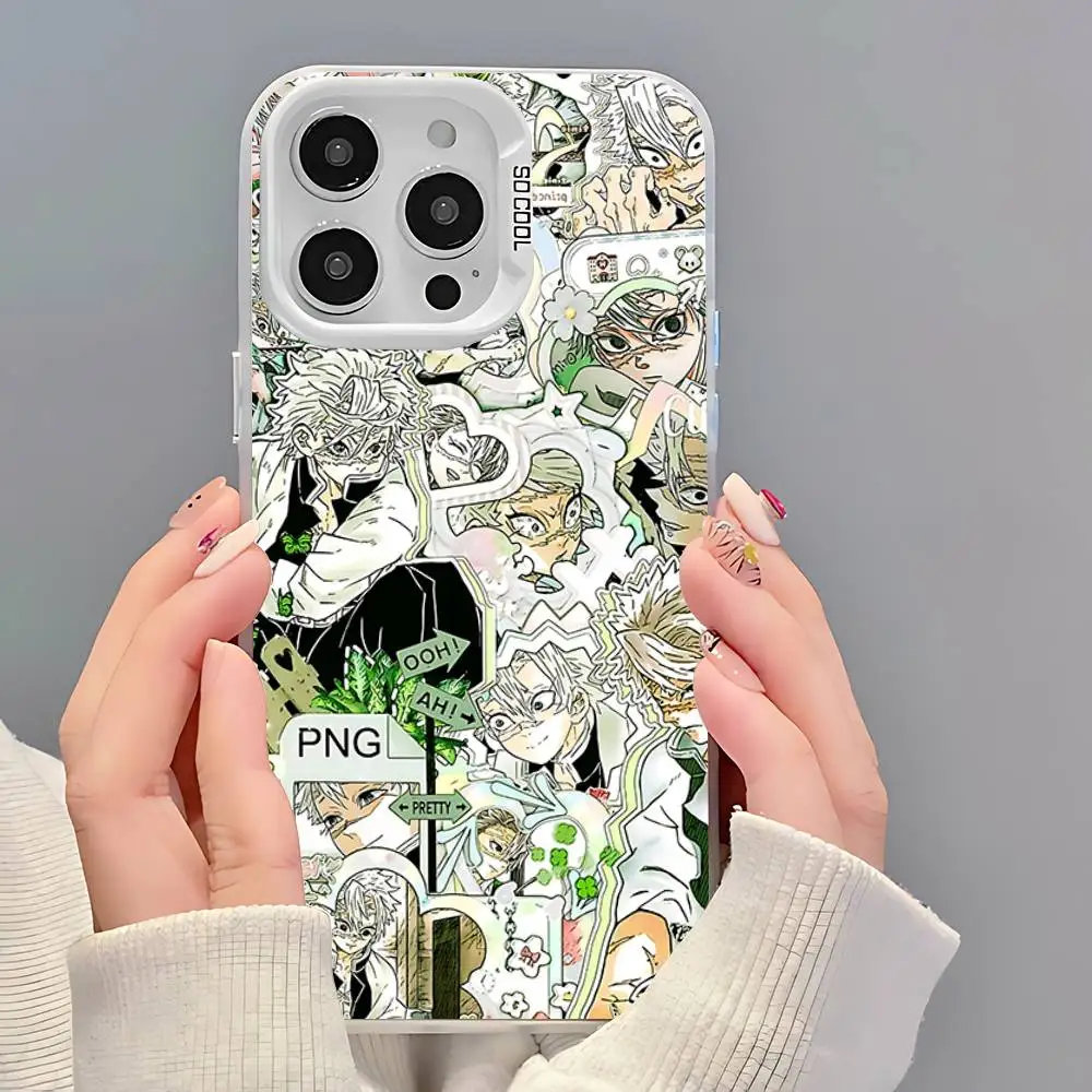 حافظة هاتف S-Shinazugawa Sanemi حافظة هاتف أرضية رائعة لهاتف آيفون 16 12 13 14 15 11 ماكس برو بلس ليزر IMD لون شل #1