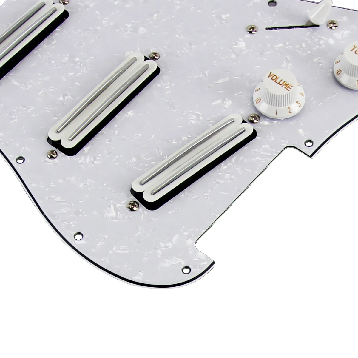 FLEOR White Pearl Alnico 5 Dual Rails Loaded Prewired Guitar Pickguard SSS ST 11 Holes