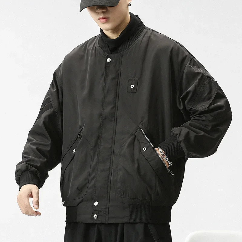 Pilot Baseball Jacket Men's Military Tactical Ma1 Bomber Loose Cargo Coat Functional for Male