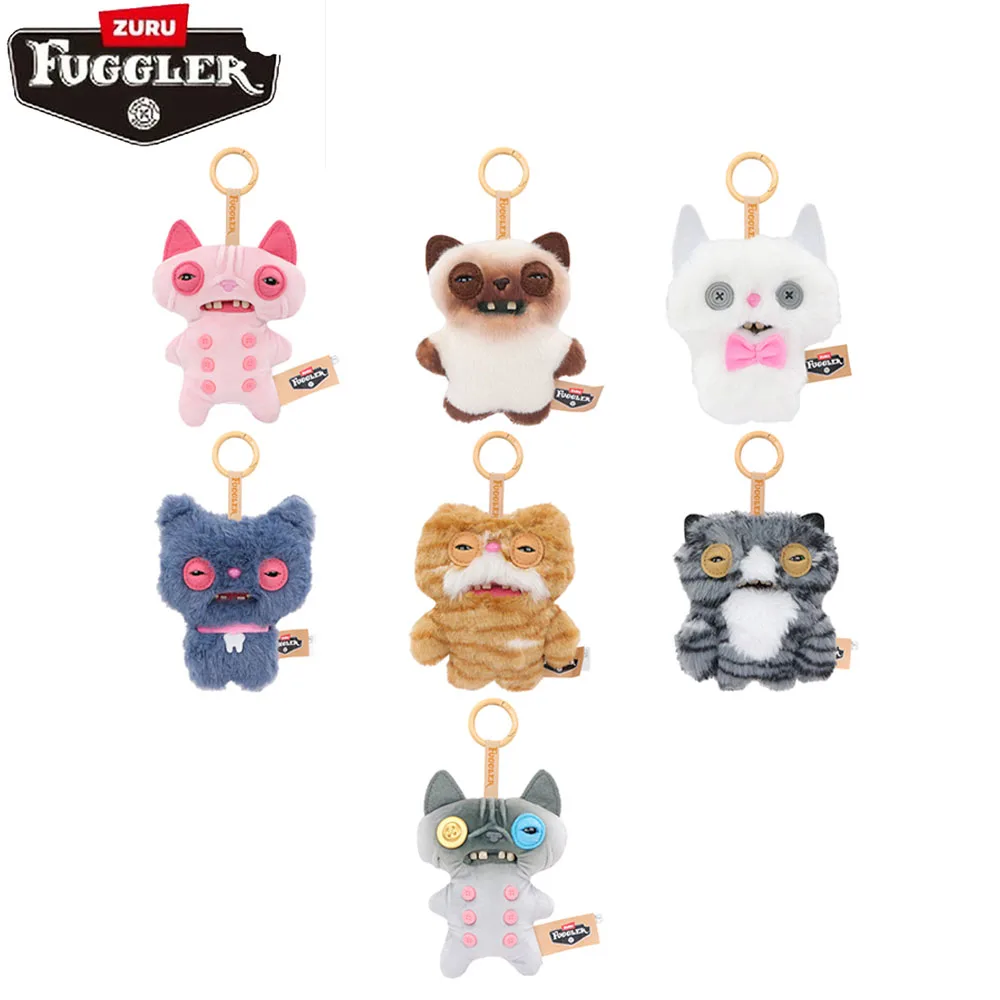 Original Fuggler Fugg Nuggets Series Plush Toys Alley Cats and Care-Bears Series Keychain Bag Charm Key Ring Pendant Bagged Doll