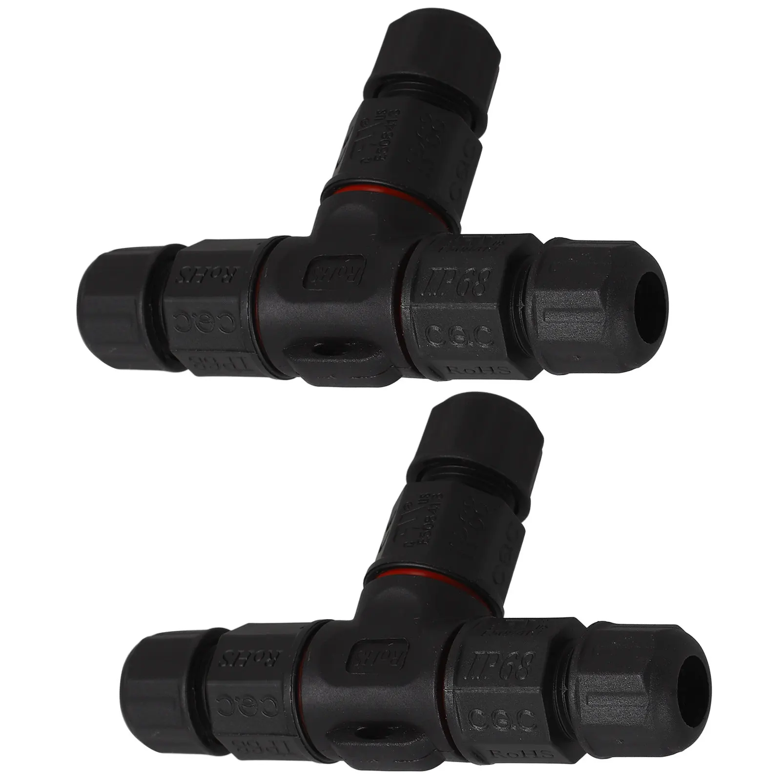2Pcs PVC Waterproof Cable Junction Box T-Coupler IP68 Seal Rubber Washer for Garden Home Construction Lighting Power Cable