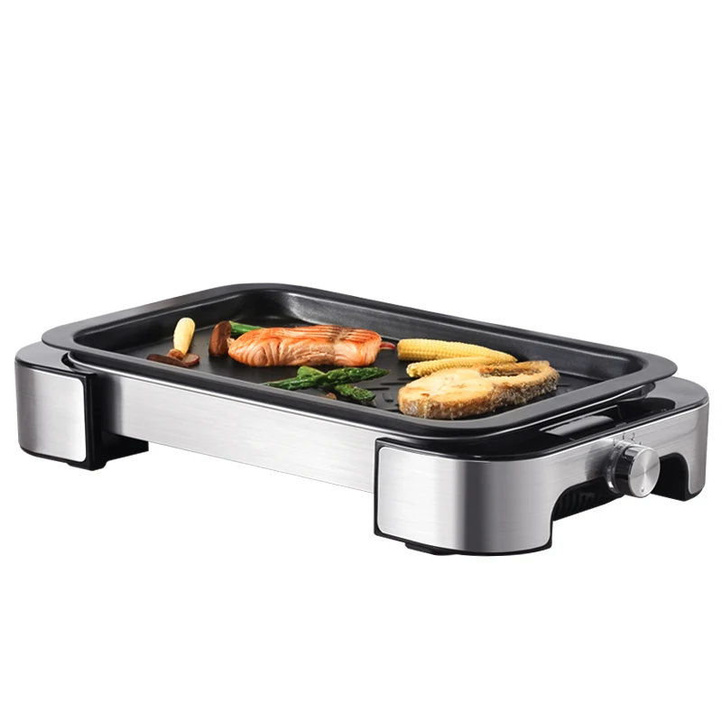 Hot Sale 1000W indoor smokeless Electric Teppanyaki Grill Flat Griddle Pan Electric BBQ Grill