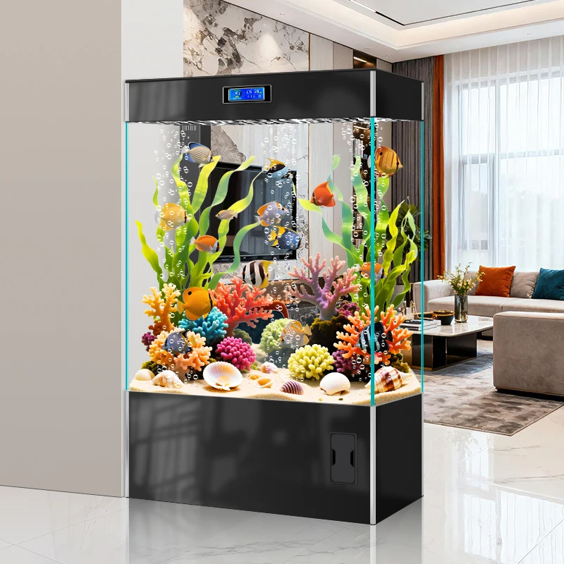 DSA living room top filter fish tank cabinet next to large household vertical floor fish tank TV cabinet