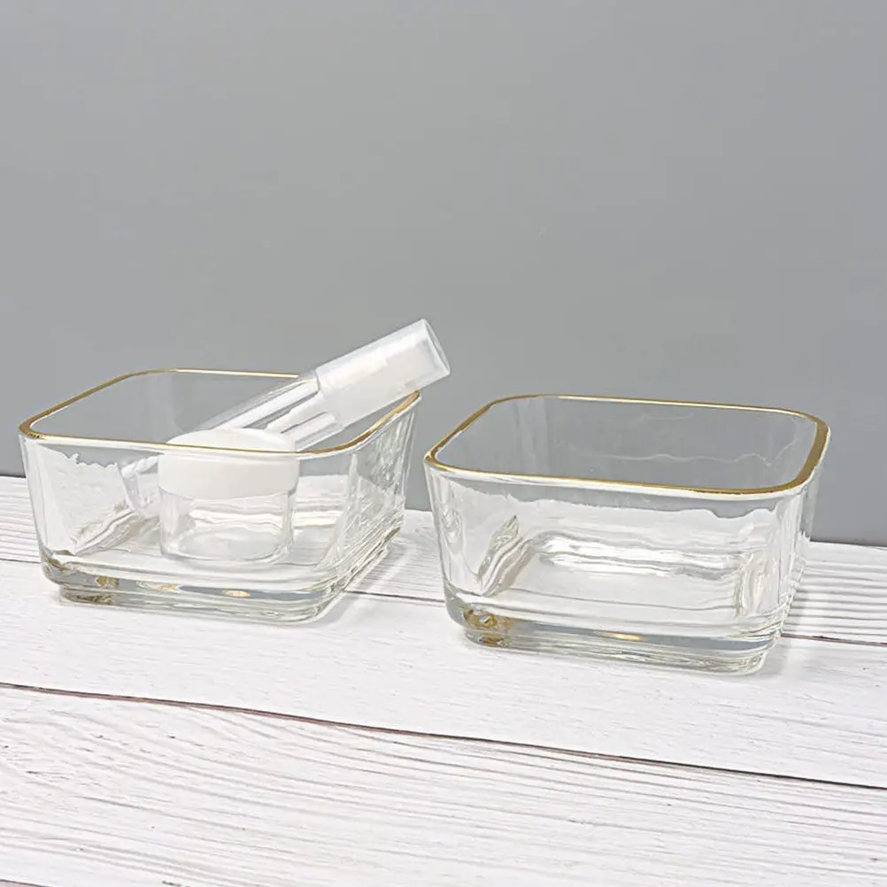 Glass Paper Clip Holder Gold Edge Desktop Organizer Paperclip Dispenser Storage Bowl Office Desk Accessory Marine Corp Birthday