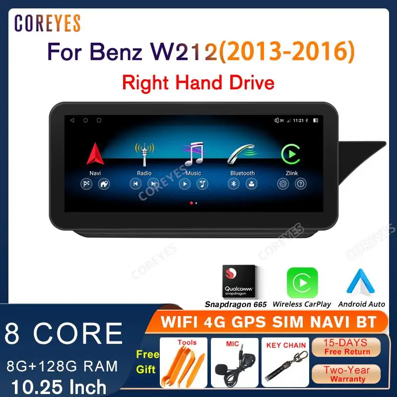 

COREYES 10.25" Car Radio Android 12.0 For Mercedes W212 2013-2016 RHD Carplay Stereo Multimedia Player GPS Navigation Headunit