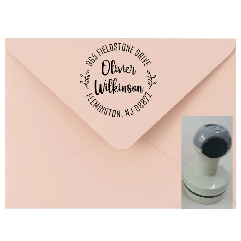 Custom Logo Double Round Border Stamp Self-Inking Stamper Rubber Personalized StampStamps for Local Business