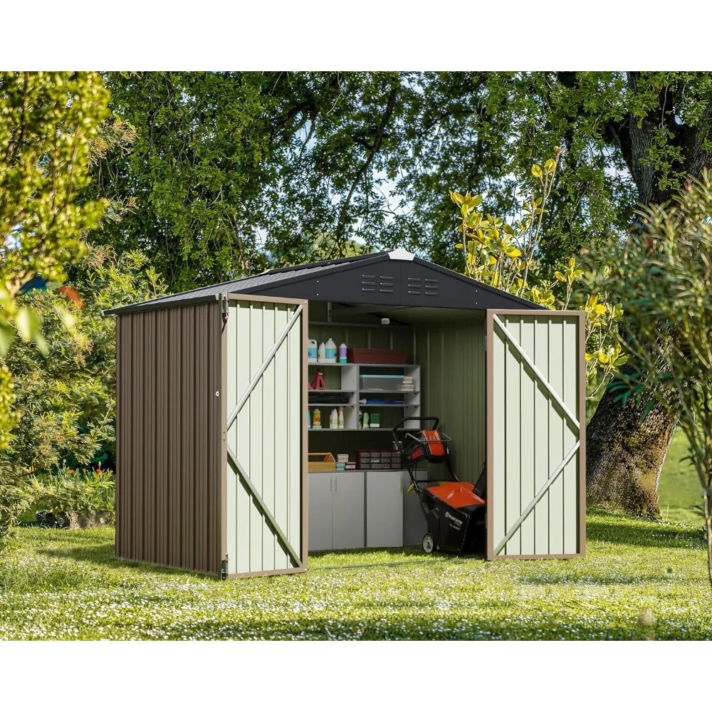 

Steel Utility Shed Storage Room With Door and Lock Garden Buildings Backyard Garden Patio Lawn Metal Shed Outdoor Storage Room