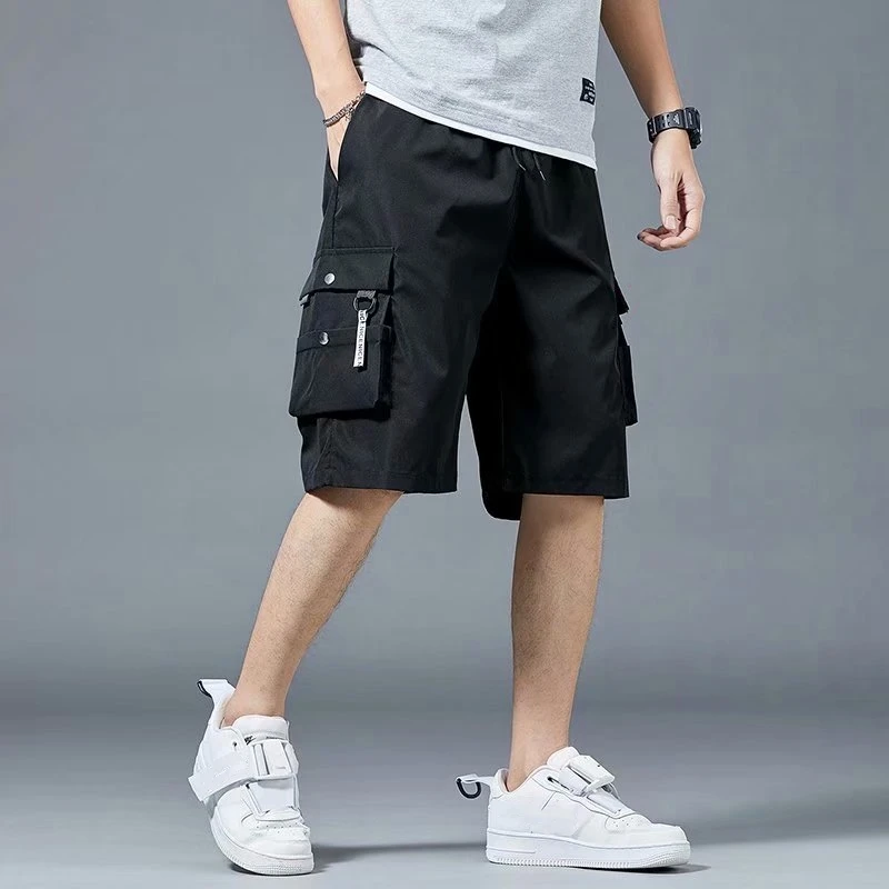 Summer Casual Shorts Men\'s Fashion Loose Pants Solid Color Multi-pockets Shorts Streetwear Hip Hop Military Tactical Shorts