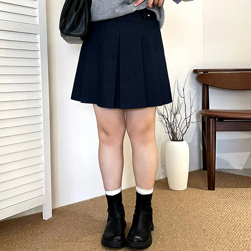 

Юбка-полусолнце женская плиссированная с эластичным поясом в школьном стиле, больших размеров, осенняя коллекция, универсальная, А-силуэт, милый стиль