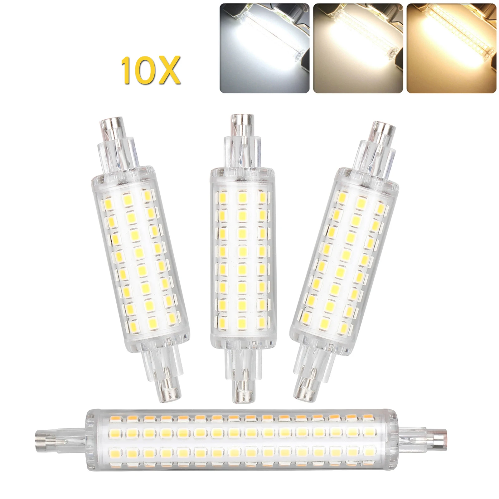 

10X R7S Led Flood Light Bulb 12W 16W Tube 78Mm 118Mm Smd2835 Bulbs 220V Warm White J78Mm J118Mm 64Leds 128Leds Smd Chip 360°Beam