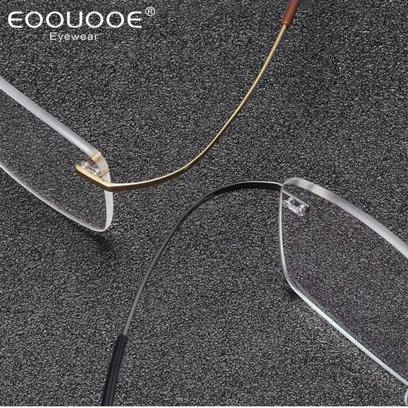 Rimless Glasses With Prescription Lenses Titanium Frame Men Frameless Myopia Eyewear for Sight Optical Eyeglasses Progressive