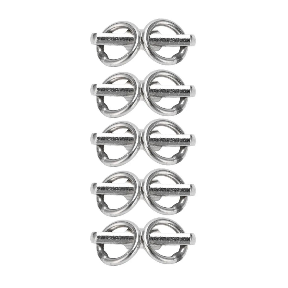 10PCS Stainless Steel Fishing Bearing Swivel Column 360 Degree Rotation Fishing Ring Swivel Multiple sizes Fishing Swivels