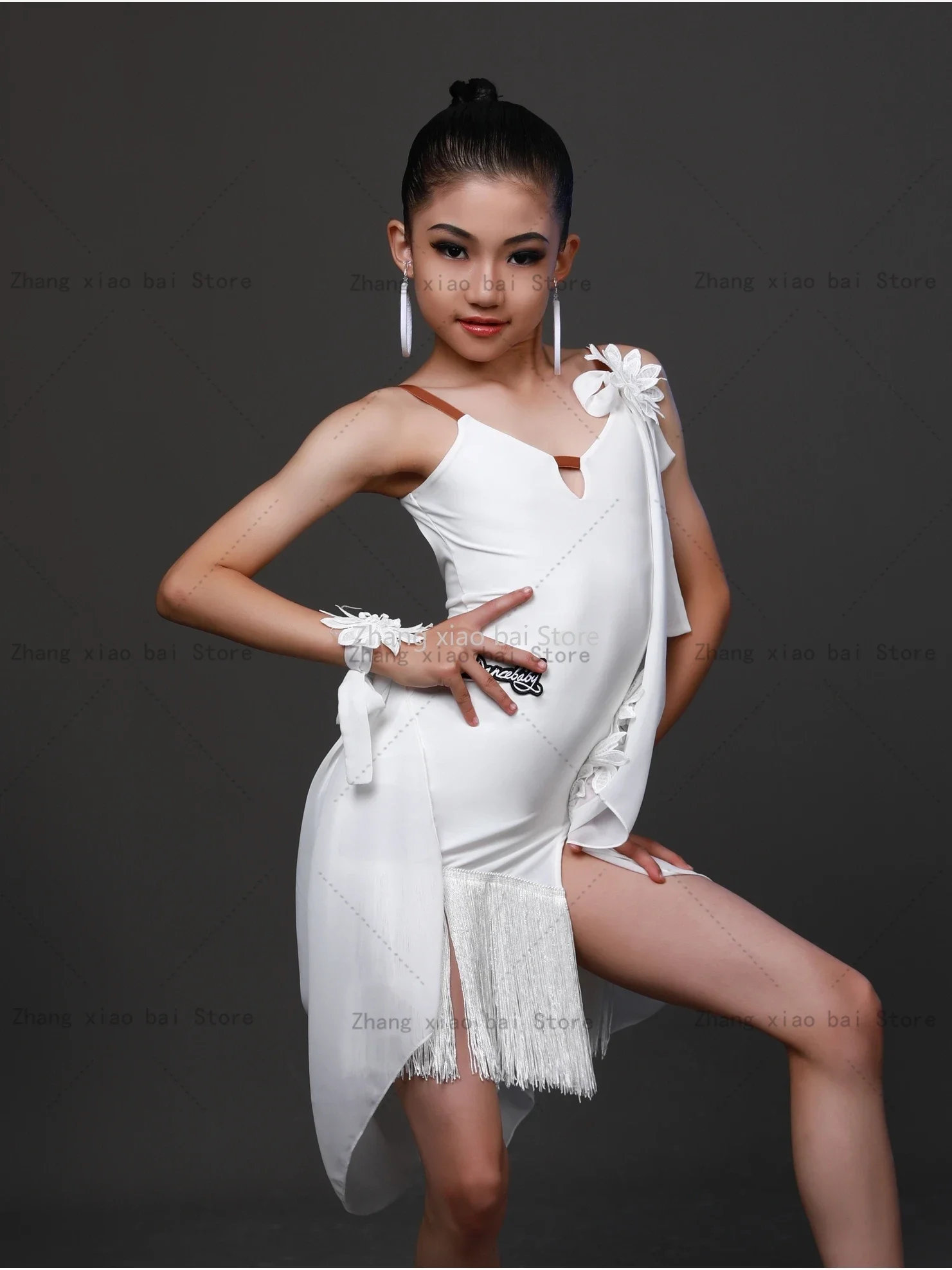 New Child Tassel Latin Dance Dress Girls Cha Cha Samba Tango Ballroom Rumba Clothes Sling Girls Competition Performance Costume