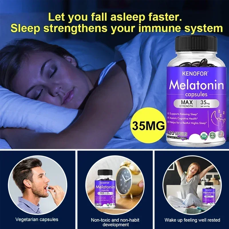 Kenofor Melatonin Capsules - Insomnia Slimming Belly Fat Burning Melatonin Supplement Healthy Sleep