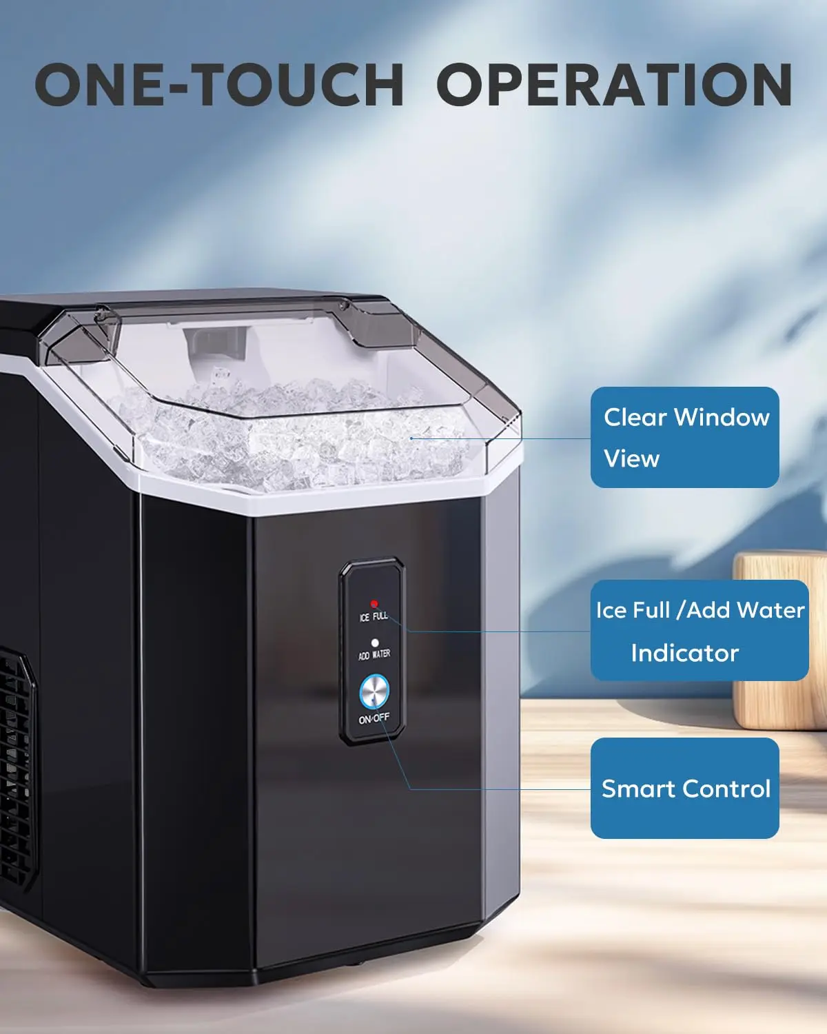 Maker Countertop, Crushed Chewable Maker Machine with Self-Cleaning, 34Lbs/24H, Pebble Portable Machine with Sco