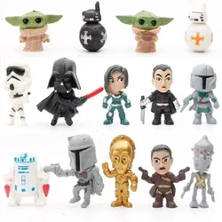 14Pcs/Lot Anime Star Wars The Force Awakens Yoda Master BB8 BB9E Robot Clone Troopers Figure Collectible Model Hobby Toys Gift