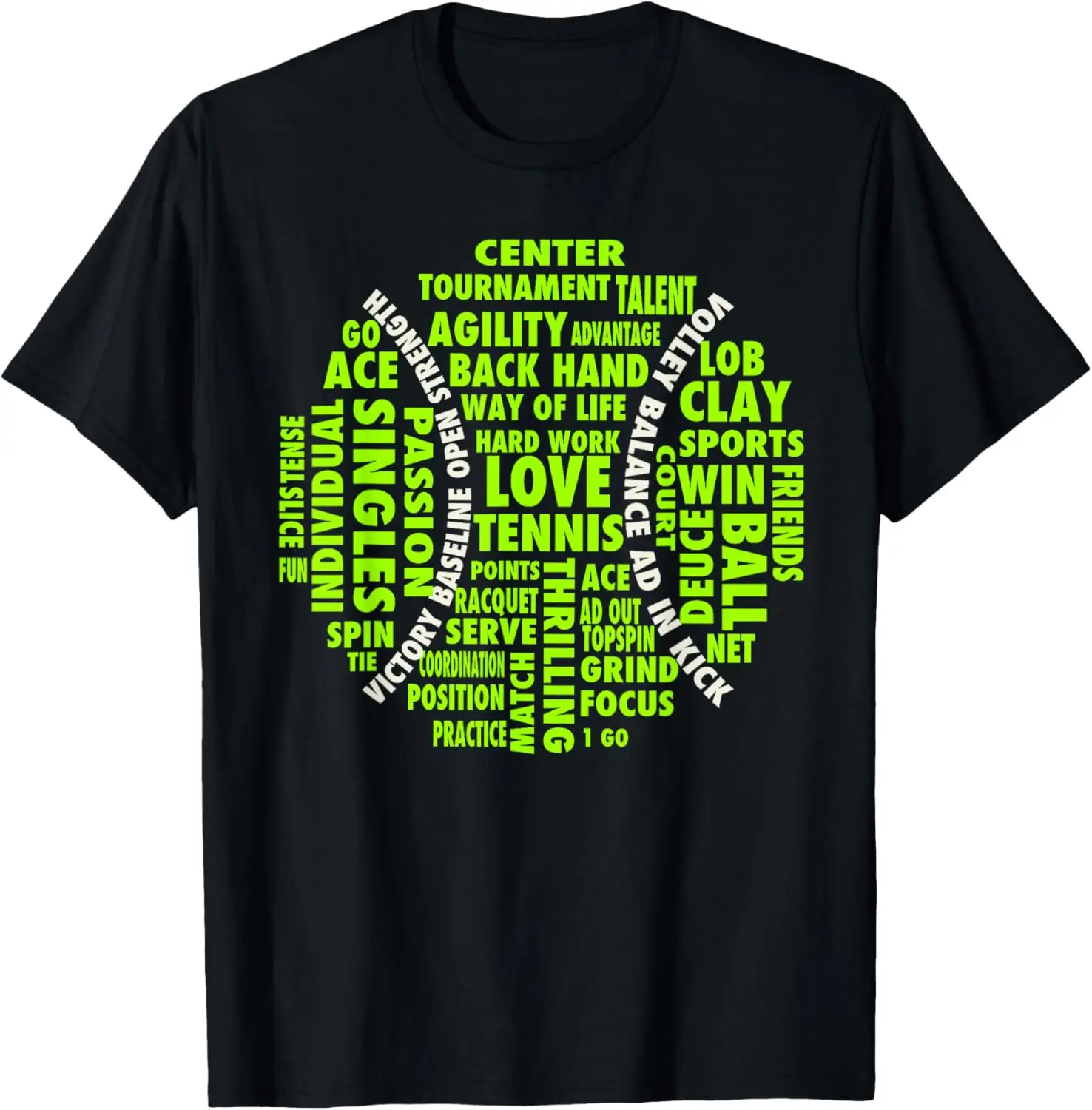 Tennis Ball Word Cloud Shirt | Cool Tennis Players Tee Gift T-Shirt