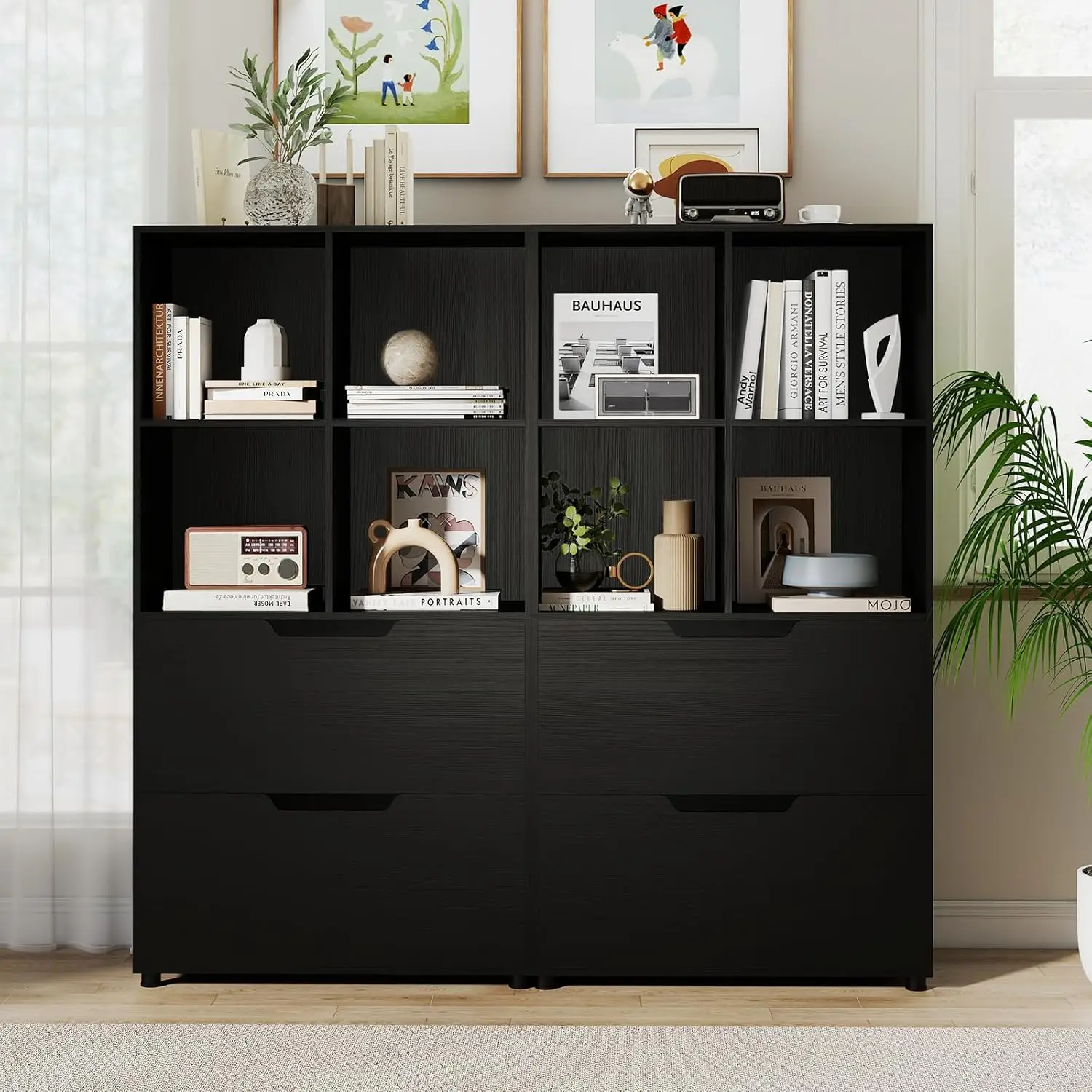 4-Cube 2-Drawer Storage Shelf with Anti-tip Kit, 51