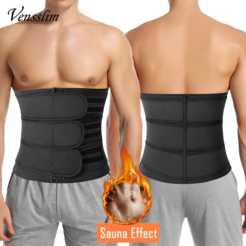 Vensslim Men Waist Trainer Trimmer Hot Neoprene Tummy Control Corset Sauna Sweat Belt Slimming Body Shaper for Workout Fitness