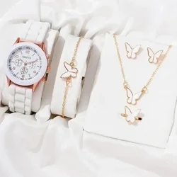 5/2PCS Set Luxury Watch Women Ring Necklace Earrings Rhinestone Wristwatch Female Casual Ladies Watches Bracelet Reloj Mujer