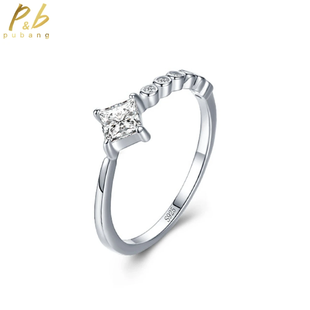 

PuBang Fine Jewelry Real 925 Sterling Silver Classic High Carbon Diamond Resizable Ring for Women Anniversary Gift Free Shipping