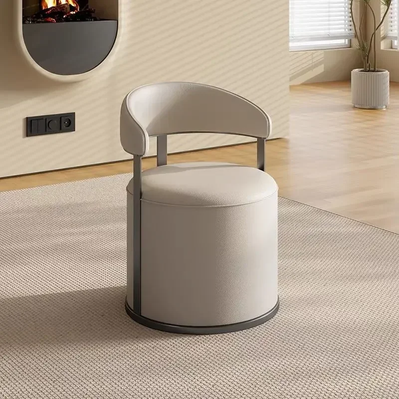 Coffee Mahjong Hotel Dressing Chair Leisure Stool Premium Backrest Light Luxury Tea Table Leather Dining Master Chair