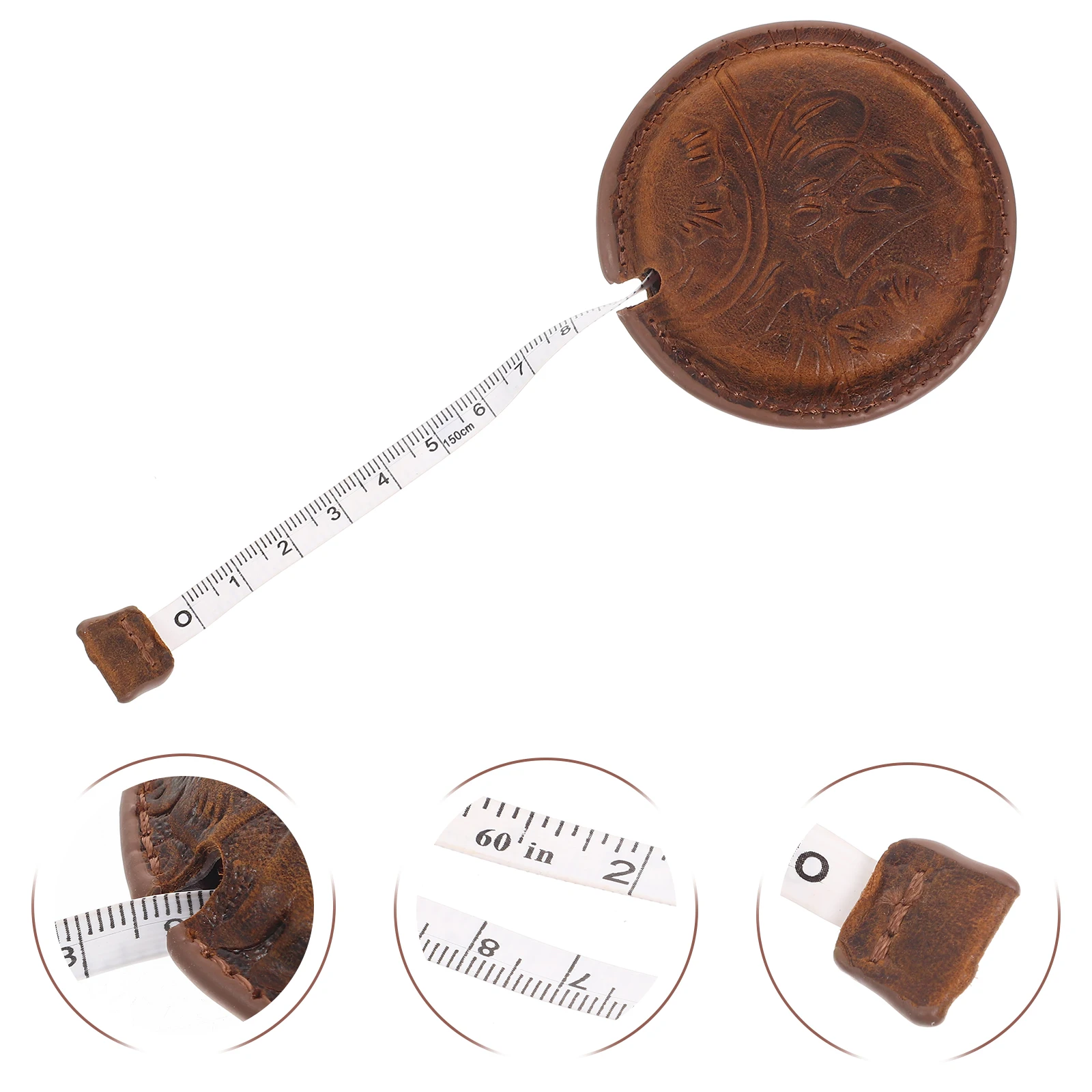 

1pcs Vintage Body Measure Tapeline Tools Durable Cowhide Lightweight Sewing Measuring Tool Accurate Waist Household Tapeline